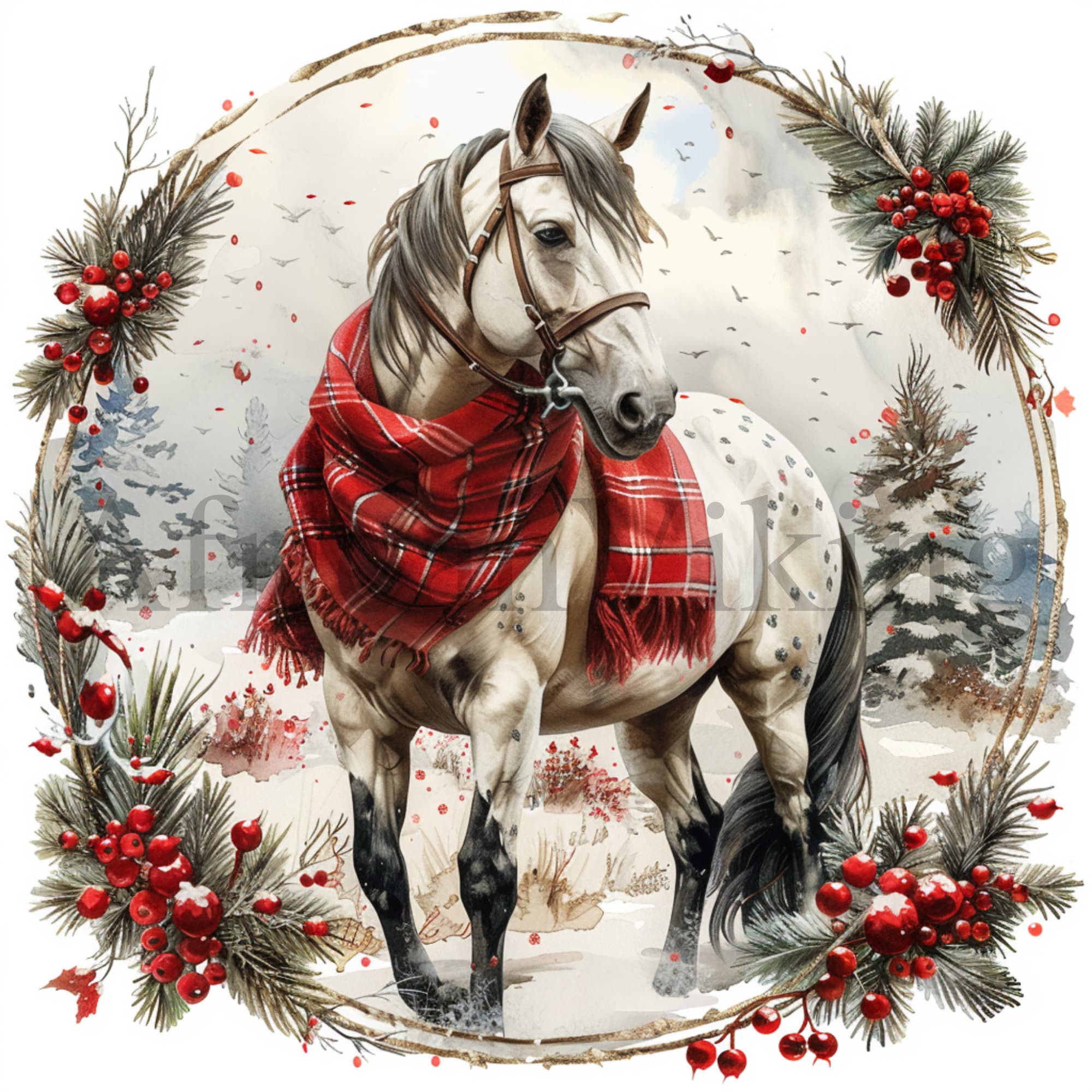 Christmas Horses Clipart | 10 High Quality Jpgs | Digital Download ...