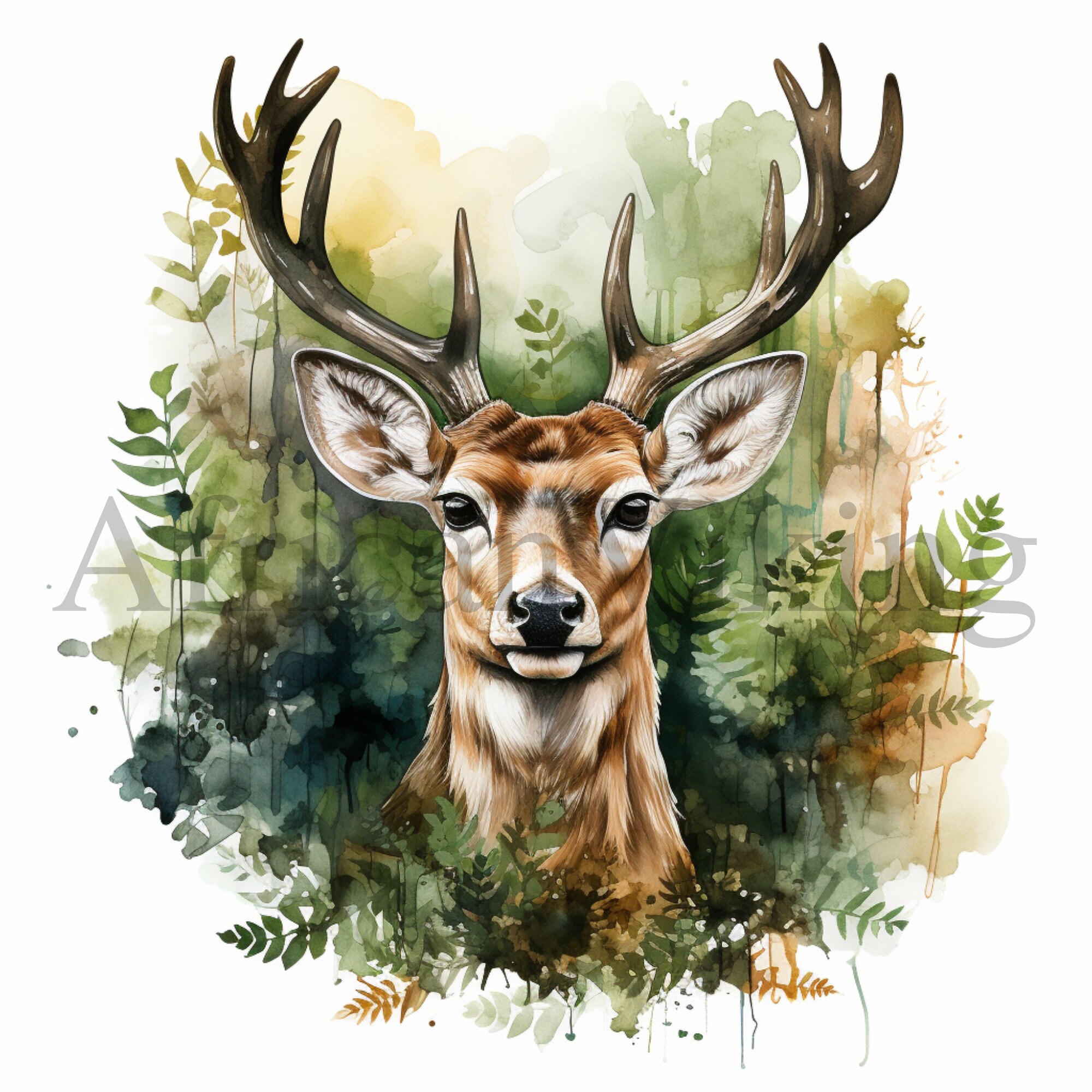 Deer in a Forest Clipart | 10 High Quality Jpgs | Digital Download ...