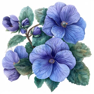 Clipart Violets | 10 wysokiej jakości JPG | Pobieranie cyfrowe | Planery cyfrowe | Dzienniki śmieciowe | Księgi pamięci | Clipart botaniczny