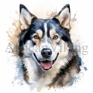 Portrait Husky | 10 fichiers JPG de haute qualité | Téléchargement numérique instantané | Fabrication de cartes | Art pour chambre d'enfant | Clipart chien mignon | Créations en papier | Technique mixte