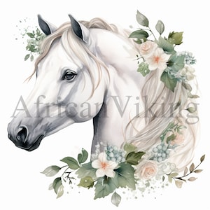 White Horse Clipart / 10 JPGs de alta calidad / Descarga digital / Artesanía de papel digital / Fabricación de tarjetas / Imágenes prediseñadas de animales lindos / Arte infantil