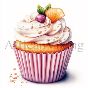 Imágenes prediseñadas de cupcakes / 10 archivos JPG de alta calidad / Descarga digital / Cupcake de dibujos animados / Scrapbooking / Imágenes prediseñadas de panadería / Diseños de cupcakes, Imagen de cupcakes