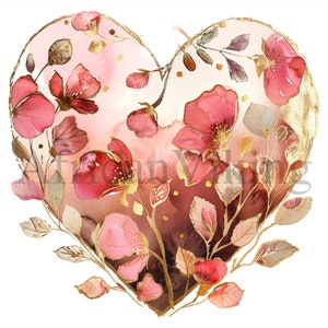 Pink Gold Hearts Clipart | 10 High Quality Jpgs | Digital Download ...