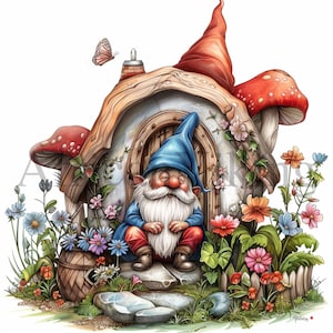 Gnome House Clipart | 10 High Quality JPGs | Nursery Art | Digital Download | Digital clipart | Cute Gnome Clipart | Digital Paper Craft