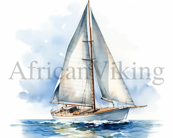 Sailboat Clipart | Sea Art, Scrapbook Images (Digital Download)
