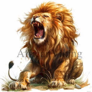 Clipart Lion rugissant | 13 fichiers JPG de haute qualité | Téléchargement numérique instantané | Fabrication de cartes | Clipart Lion | Créations numériques en papier | Art pour chambre d'enfant