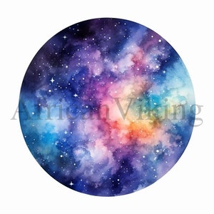 Aquarel Galaxy-achtergronden | 10 JPG's van hoge kwaliteit | Digitale download | Nevel | Digitale documenten | Ruimtetexturen | Digitale papiermodellen