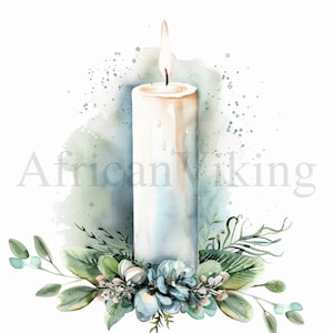 Weiße Kerzen Clipart | 10 hochwertige JPGs | Sofortiger digitaler Download | Aquarell | Kerze Clipart | Kartengestaltung | Digitales Papiermodell