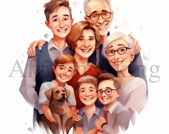 Family Clipart | 10 High Quality JPGs | Instant Digital Download | Happy Family Clipart | Father Clipart | Mother Clipart, Parenting Clipart