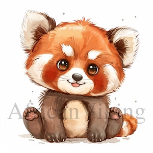 Bebê Panda Vermelho Clipart | 10 JPGs de alta qualidade | Download digital | Fabricação de cartões | Clipart de animal fofo | Artesanato de papel digital | Arte infantil