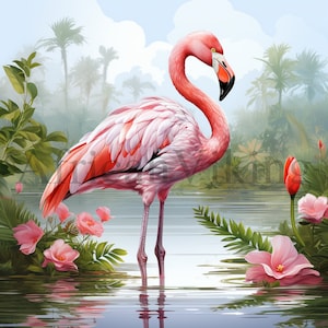 Flamingo Clipart | 10 High Quality JPGs | Digital download | Card Making | Mixed Media | Nursery Art | Flamingo Print | Digital Paper Craft