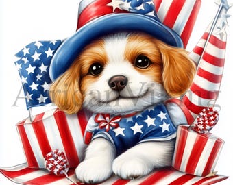 Patriotic Dog Clipart: 4th of July Art Bundle (Digital Download)