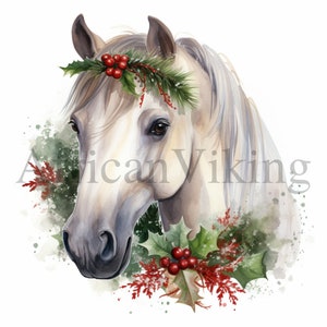 Christmas Horses Clipart | 10 High Quality Jpgs | Digital Download ...