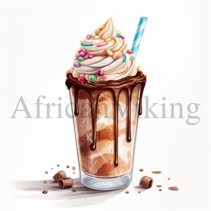 Milkshake-clipart | 10 JPG's van hoge kwaliteit | Digitale download | Voedselclipart | Digitaal papiermodel | Gemengde techniek | Kaarten maken | Kwekerijkunst