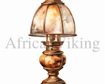 Antique Lamp Clipart: Vintage Lantern JPGs (Digital Download)
