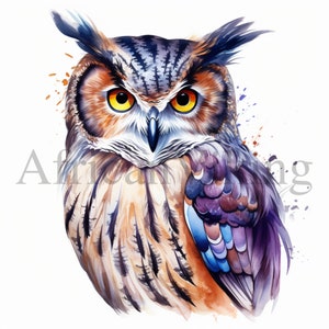 Owl Clipart | 10 High Quality JPGs | Digital download | Owl Print | Digital Paper Craft | Card Making | Watercolour Painting | Nursery Art