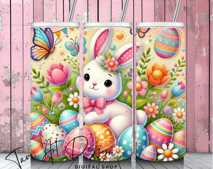 Easter Bunny Tumbler Wrap | 20 Oz Sublimation PNG | Digital Download ...