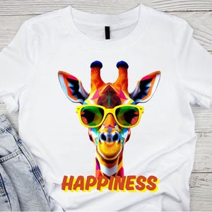 Colorful Cool Giraffe with Sunglasses Digital Design – Perfect for T-Shirts, Tote Bags, and More - PNG