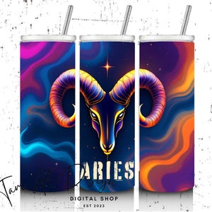 Ram Zodiac 20oz beker sublimatie wrap | Gedurfd hemels digitaal ontwerp: png
