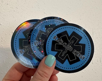 Black Cloud Energy Funny EMS Circle-Cut Stickers, Decal, Vinyl Decal, Laptop Sticker, Water Bottle Sticker, EMS Stickers, Paramedic humor