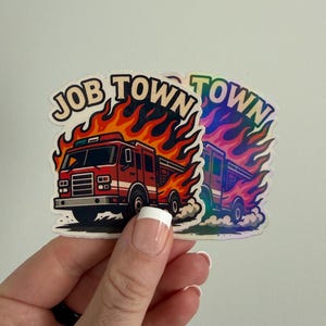 Sticker pompier en vinyle, pompier de Job Town