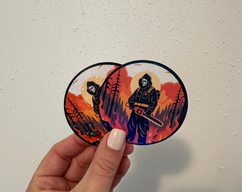 Grim Reaper Chainsaw Wildland Firefighter Vinyl Sticker