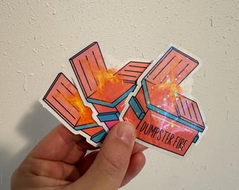 Pink dumpster fire sticker