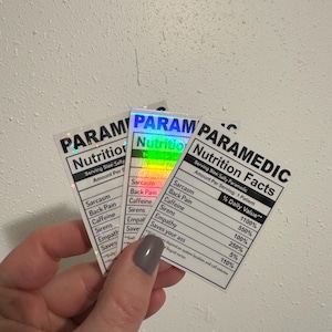 MAGNET-Paramedic nutrition label Funny EMS, Paramedic gift, EMT gift, funny Ems magnets, First responder magnets, paramedic humor