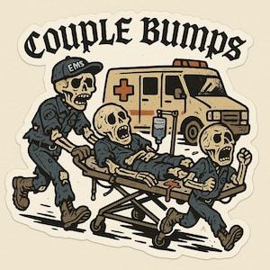Couple Bumps skeleton Stretcher sticker, funny EMS sticker, ambulance sticker, paramedic, EMT gift, gothic stickers, first responder sticker