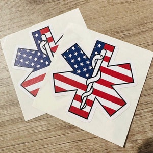 Star of life American flag waterproof EMS decal