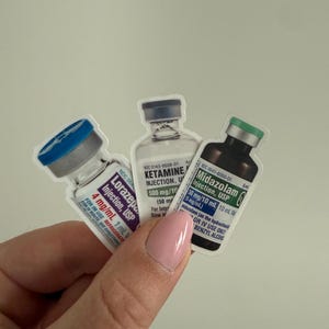 Mini Ketamine, Ativan, Versed vial sticker, paramedic sticker, nurse sticker, CRNA sticker