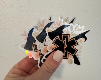 EMS firefighter Floral cut out sticker