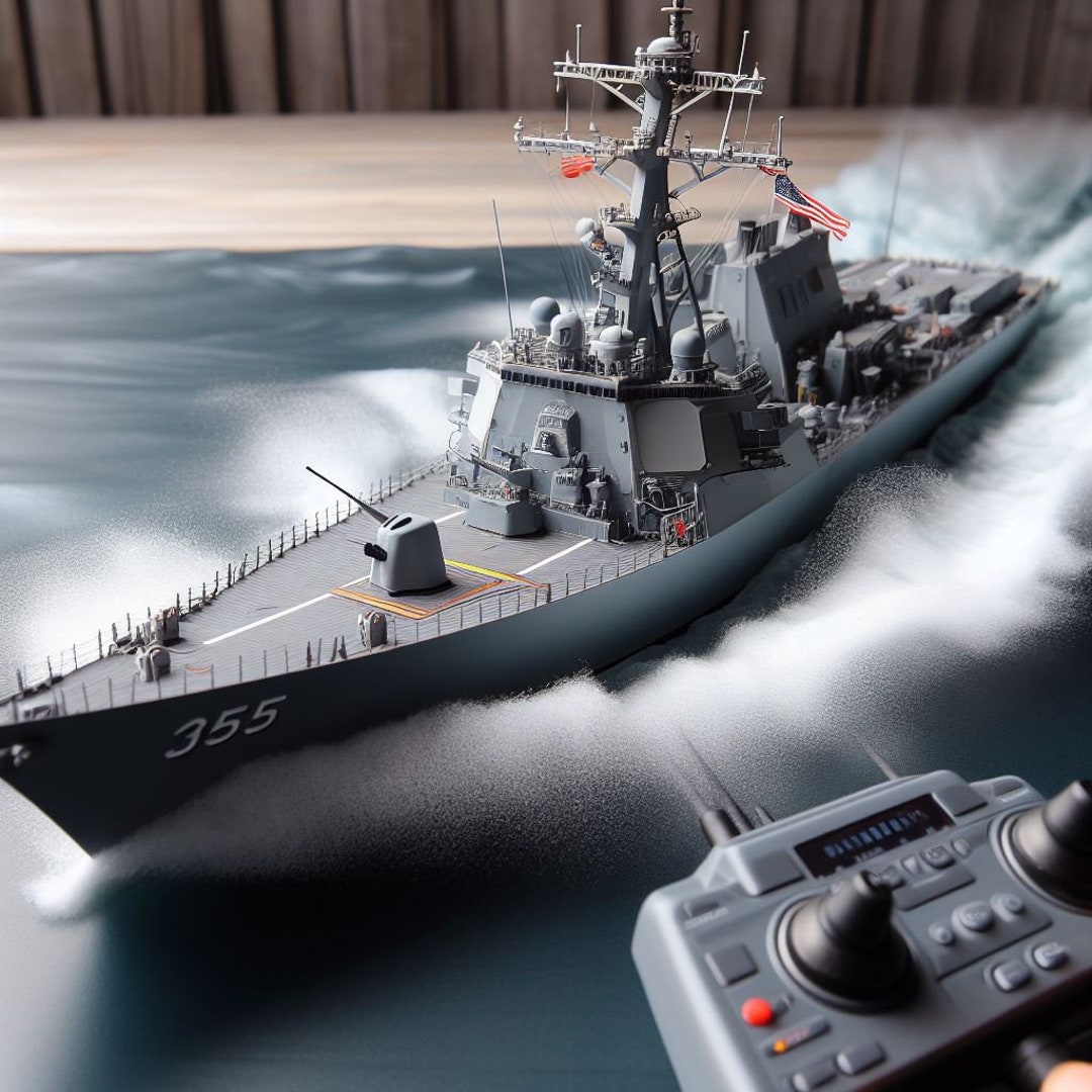 Modèle De Destroyer 055 Radiocommandé – 60 Cm De Coque, Double Hélice, Feux De Navigation, 2,4 GHz
