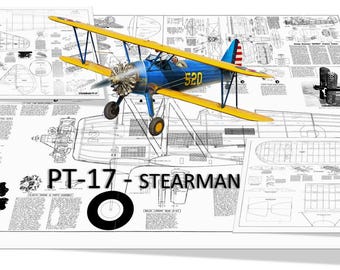 Aircraft RC Plane Model Pt-17 Stearman Digital Plans / PDF + DXF