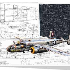 Aircraft RC Plane Model B25 MITCHELL BOMBER Digital Plans  / Pdf + Dxf