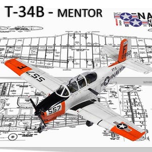 Modèle d'avion télécommandé T-34B Mentor / Plans numériques / PDF + DXF