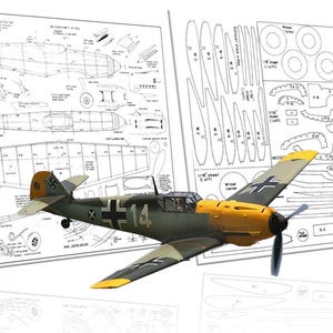 Aircraft RC Plane Model Messerschmitt Bf 109E Digital Plans  PDF + DXF