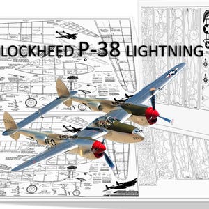 P38 Verlichtingsvliegtuig RC-vliegtuigmodel Digitale plannen pdf + DXF