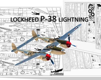 P38 Lightining Aircraft RC Plane Model Digital Plans  PDF + DXF