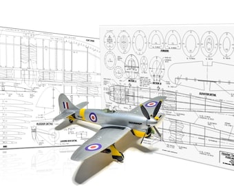 Aircraft RC Plane Model Hawker Tempest MK1 Digital Plans  PDF + DXF