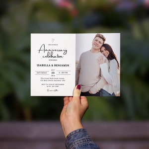 A Minimalist Anniversary Invitation, Wedding Anniversary Invitation,  Party Invitation, Anniversary Invitation Template, Template Digital