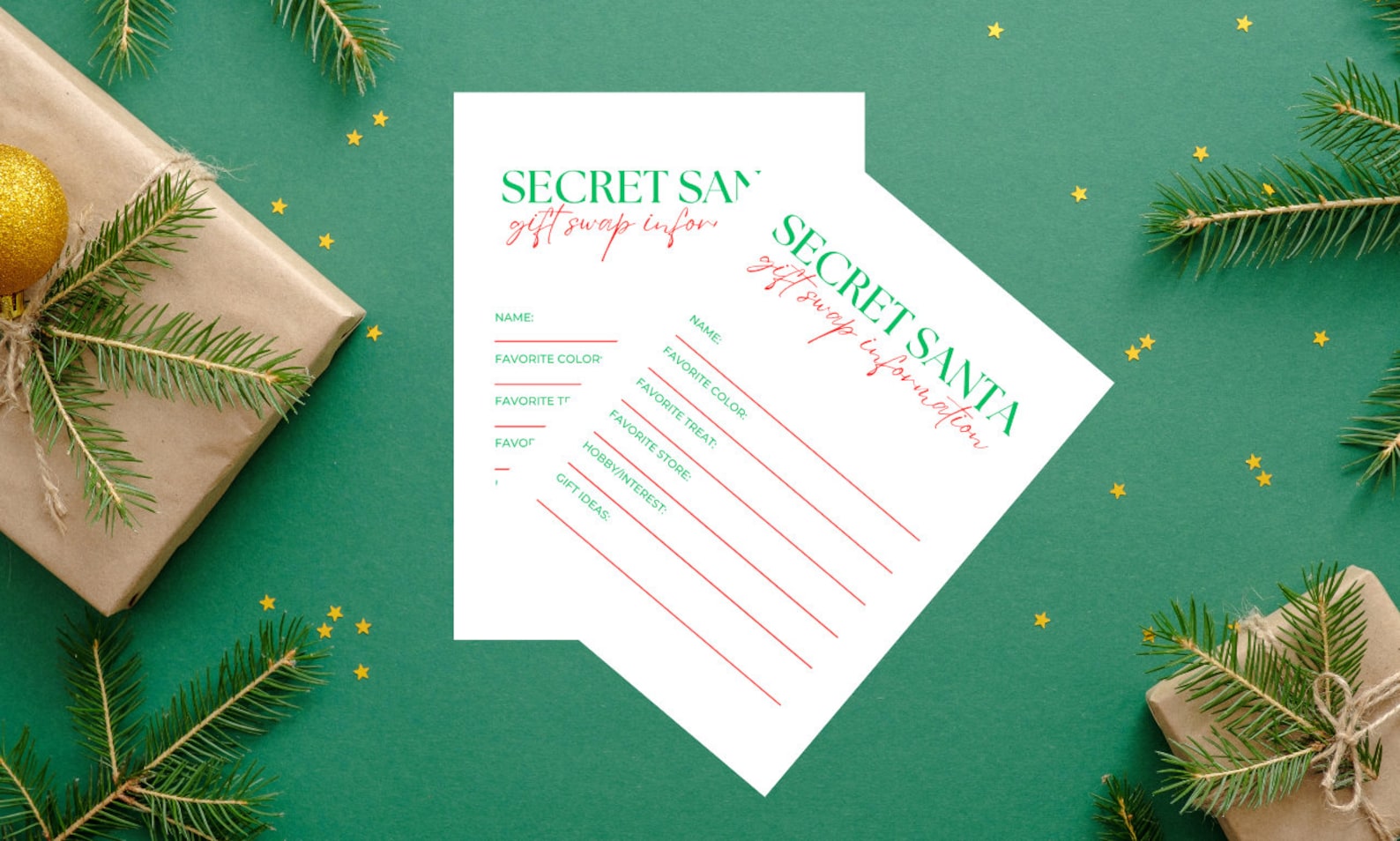 Secret Santa Gift Swap Card, Secret Santa Gift Exchange Card, Gift