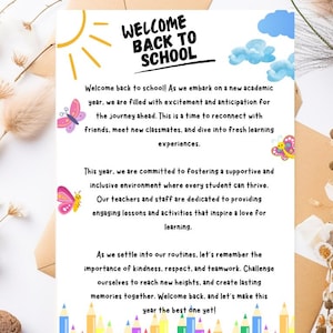 Welcome Back To School-postkaart voor student, Welcome Back ansichtkaart, student cadeau van leraar, terug naar school gedicht tag, eerste dag van school