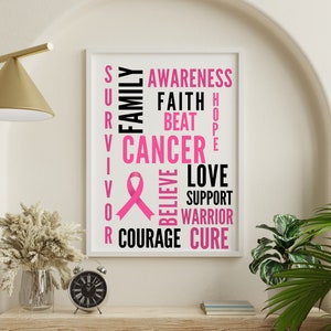 Cancer Awareness Wall Art, Printable Cancer Awareness Wall Art, Cancer Awareness Month Poster, Cancer Survivor Gift, Cancer Support Gift