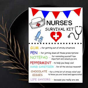 Printable Nurse Survival Kit, Nurse Gift, School Nurse Survival Kit ...