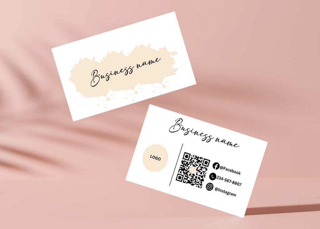 Printable Business Card Template With QR Code, Ready for Instant ...
