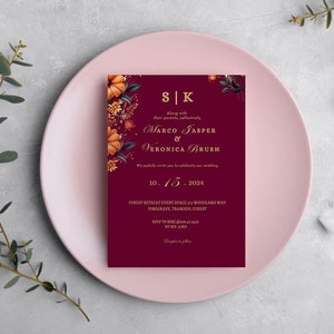 Modern Minimalist Wedding Invitation Template, Simple Wedding Invitation, Elegant Wedding Invites, Printable Invites, Instant Download,