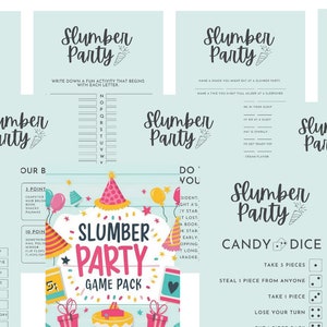 Slumber Party Game Bundle,Party Game Activities,Printable Sleepover Games,Teen Slumber Party Games, Birthday Party Games,Slumber Party Game