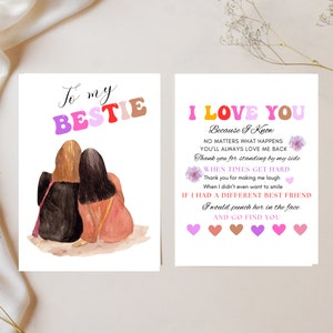Brief an meine beste Freundin, druckbare Karte, Freundschaftskarte für die beste Freundin, Geburtstagskarte für die beste Freundin, Karte für die beste Freundin, Geschenk für die beste Freundin, Karte für Freunde für immer