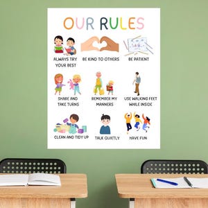 Simple class rules for preschool and daycare,Printable Classroom Decor, School Rules,Class Rules,Motivation,School Supplies,Teacher Supplies